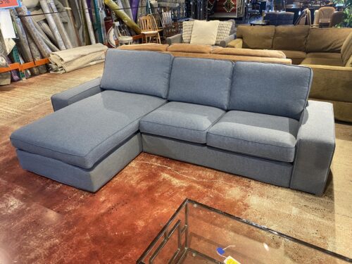 Contemporary Sofa with Chaise in Stormy Blue