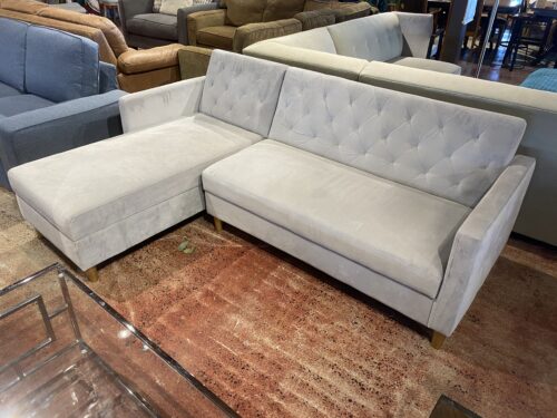 Tufted Futon with Chaise with Wooden Legs