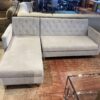 Tufted Futon with Chaise with Wooden Legs