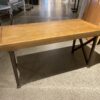 Rustic Solid Wood Top Bench with Iron Legs