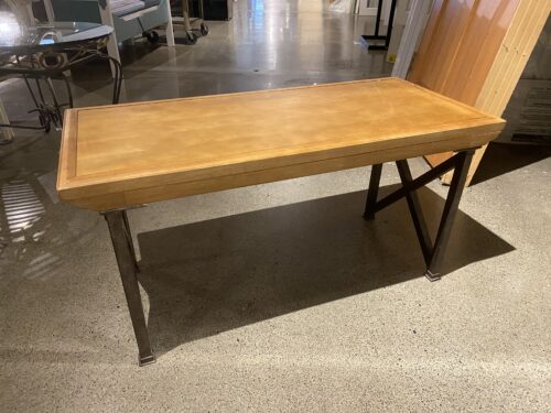 Rustic Solid Wood Top Bench with Iron Legs