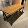 Rustic Solid Wood Top Bench with Iron Legs