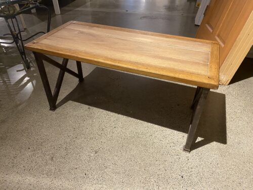 Wood Plank Top Bench with Iron Legs