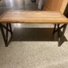 Wood Plank Top Bench with Iron Legs