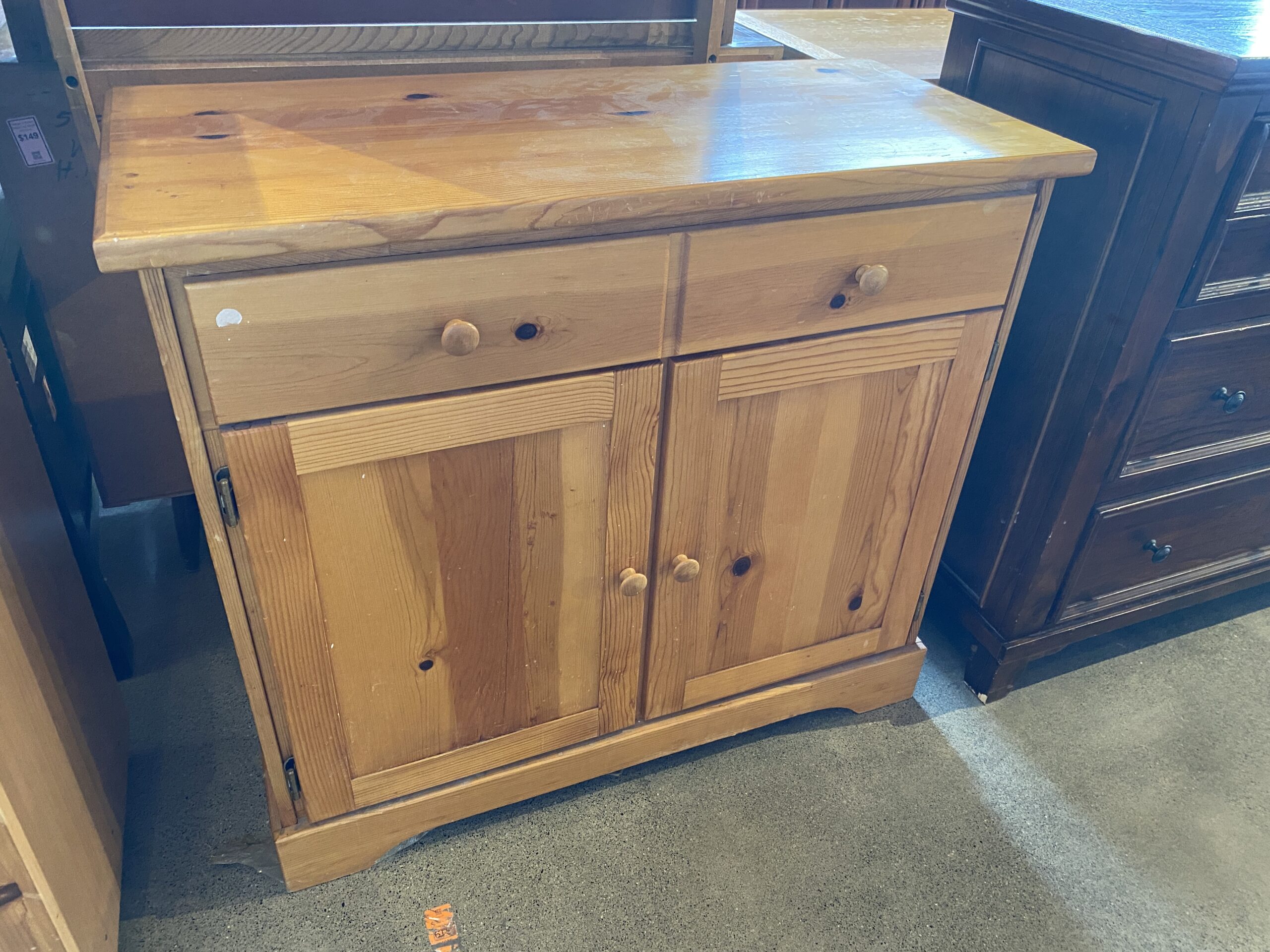 Oak One Drawer Two Door Cabinet