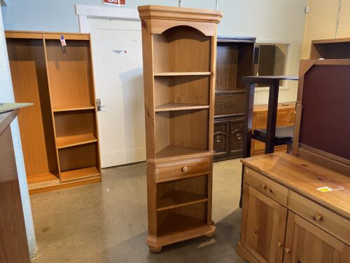 Solid Pine Wood Corner Shelves with False Drawer
