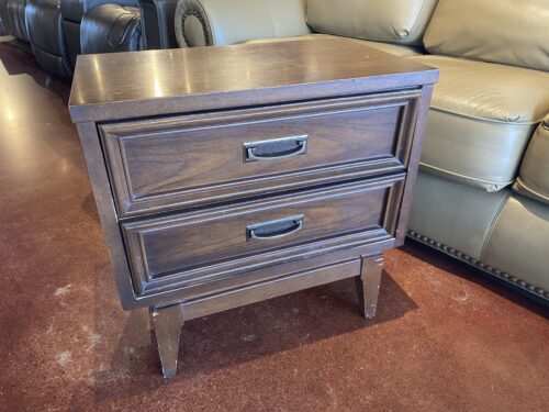 Nightstand with Recessed Panel Front and Brass Pulls