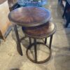 Circular Wooden End Table Set