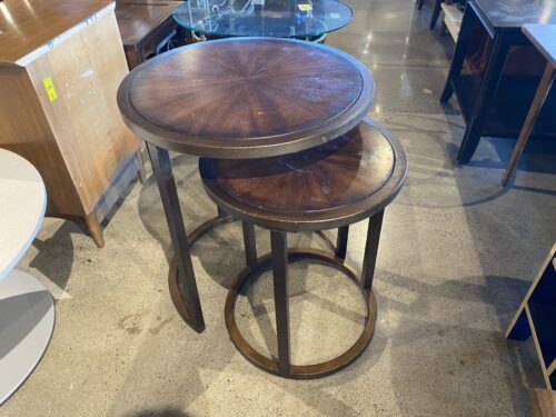 Circular Wooden End Table Set