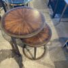 Circular Wooden End Table Set