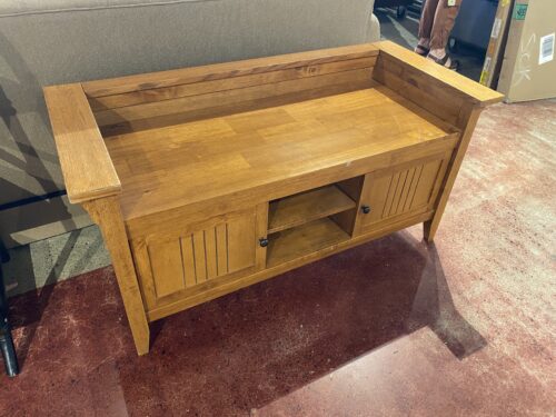 Wood Bench with Two Door Storage