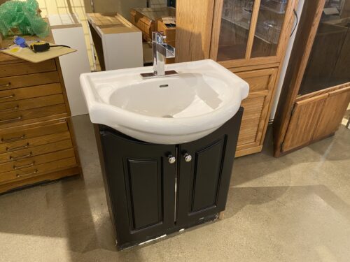 24" Wide Standard Vanity in Black with Ceramic Sink