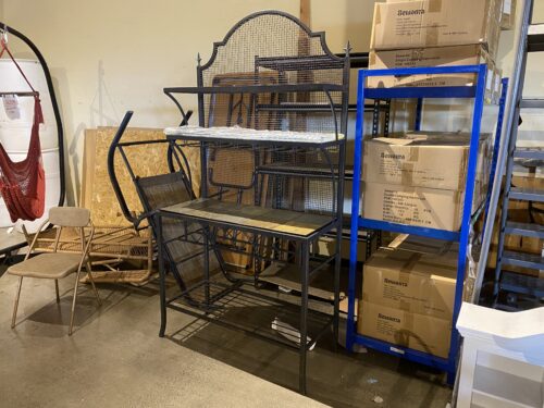 Large Baker's Shelf with Bottle and Wine Glass Storage