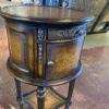 French Style Round Pedestal Side Table with Decorative Trim
