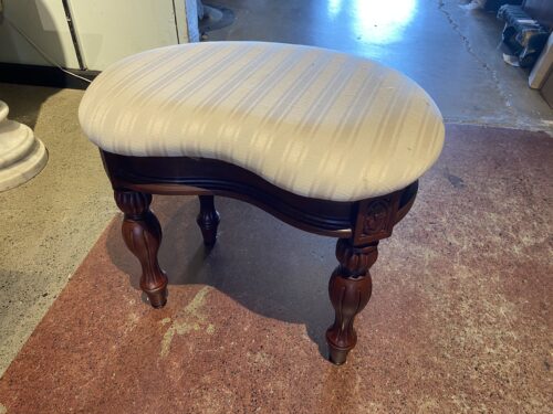Antique Inspired Stool with Cream Striped Fabric