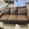 Brown Dappled Leather Patterned Roll Arm Sofa