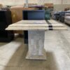 White Faux Marble End Table with Black Cross Inlay