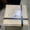 White Faux Marble End Table with Black Cross Inlay