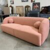 ASHCROFT Quinn Modern Low Profile Sofa in Pink Teddy Fabric