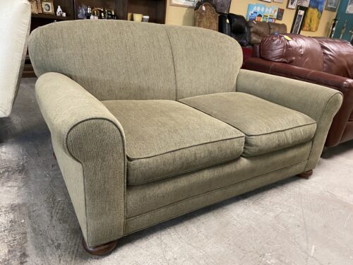 Earthy Olive Fabric Loveseat