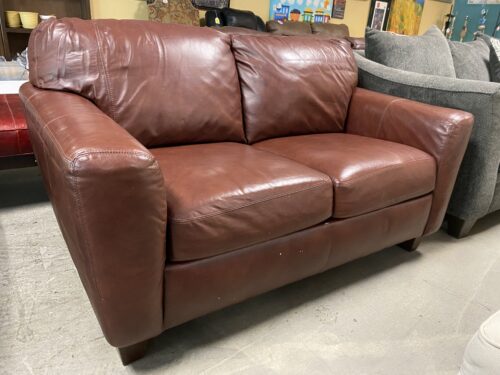 Maroon Leather Loveseat