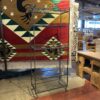 Tall Curling Metal & Glass Display Shelf
