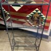 Tall Curling Metal & Glass Display Shelf