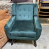 Suedey Teal Tufted Club Chair