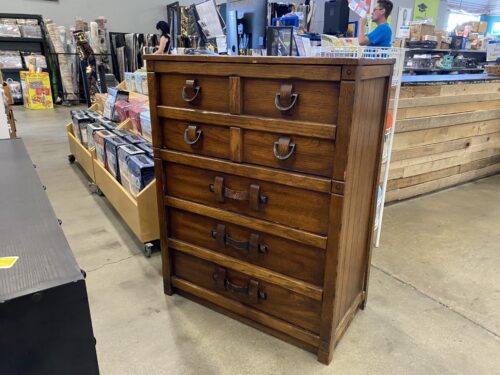 Vintage Leather Strap Pulled 4 Drawer Dresser