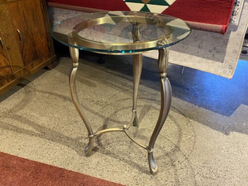 Round Multi-Tone Metal Glass Top Table