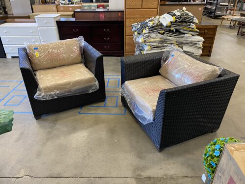 TK Classics Barbados 2 Piece Outdoor Wicker Patio Furniture Set, Wheat (Southcenter)