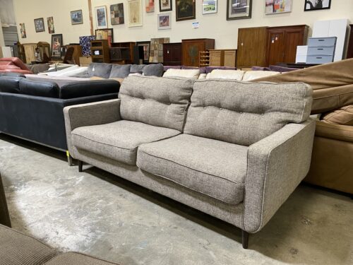 ASHLEY Greige Burlap Square Arm Sofa