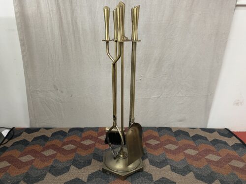 Hexagon Brass 4-Piece Fireplace Tool Set
