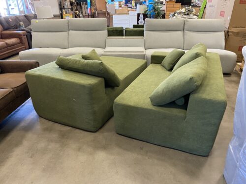 NEW! OVIOS Compression Sage Green Double Chaise Moduler Sofa