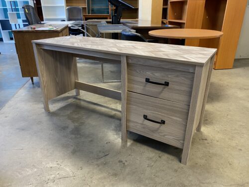 Weathered Look Herringbone Patterned Half Campaign Desk