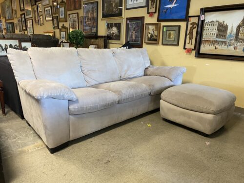 Beige 3-Seat Sofa W/ Matching Ottoman