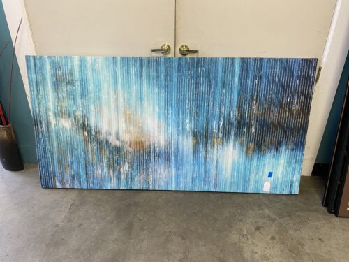 XL Abstract Blues Ribbed Hanging Décor