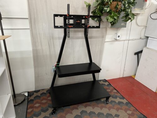 PERLEGEAR Rolling Black TV Mount Console Table