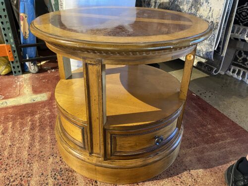 DREXEL Stout Round 2-Tier Single Drawer Accent Table