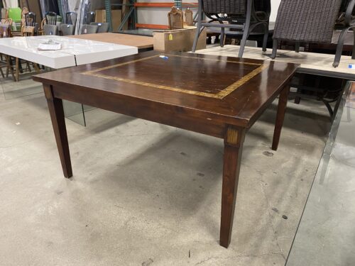 Rich Square Wood Dining Table with Rattan Inlay