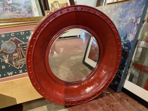 Thick Red Porthole Mirror
