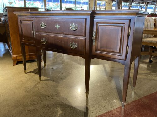 Leggy Glossy Brown Buffet w/ Gold Trim
