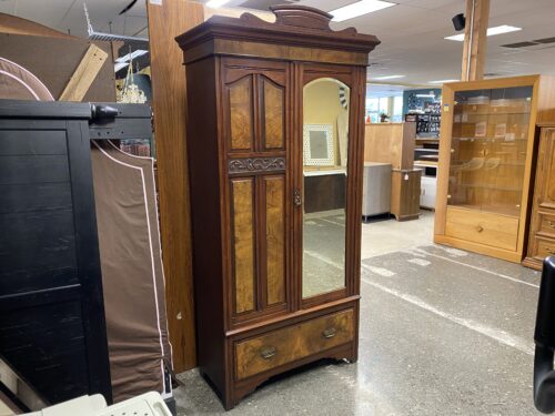 Vintage Single Drawer Wardrobe w/ Mirror Front Door