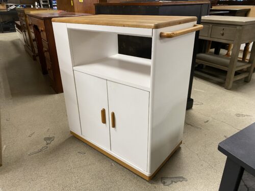 Rolling White & Wood Kitchen Cart