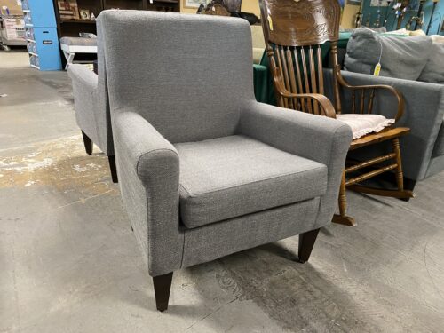 Grey Armchair w/ Wooden Legs