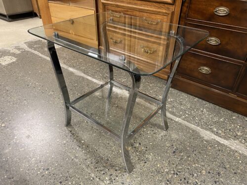 Modern Metal & Glass 2-Tier Side Table