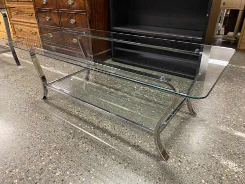 Modern Metal & Glass 2-Tier Coffee Table