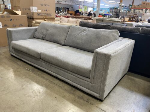 Plush Cushioned Light Grey Square Frame Sofa Made in Mexico