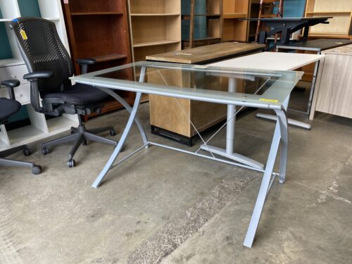 Arched Metal Frame Glass Top Writing Desk