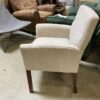 Simple Grey Fabric Walnut Legged Arm Chair